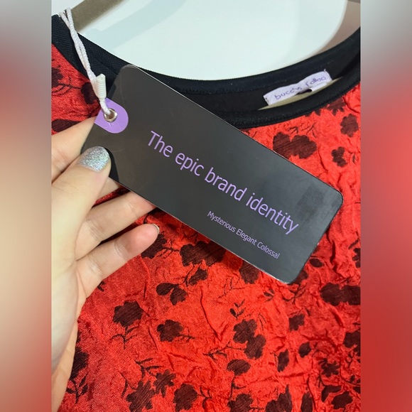 NWT Buccho Fallaci Plus Size Women’s Top Scrunch Rose Red/Black Long Sleeve 2XL - Picture 12 of 14